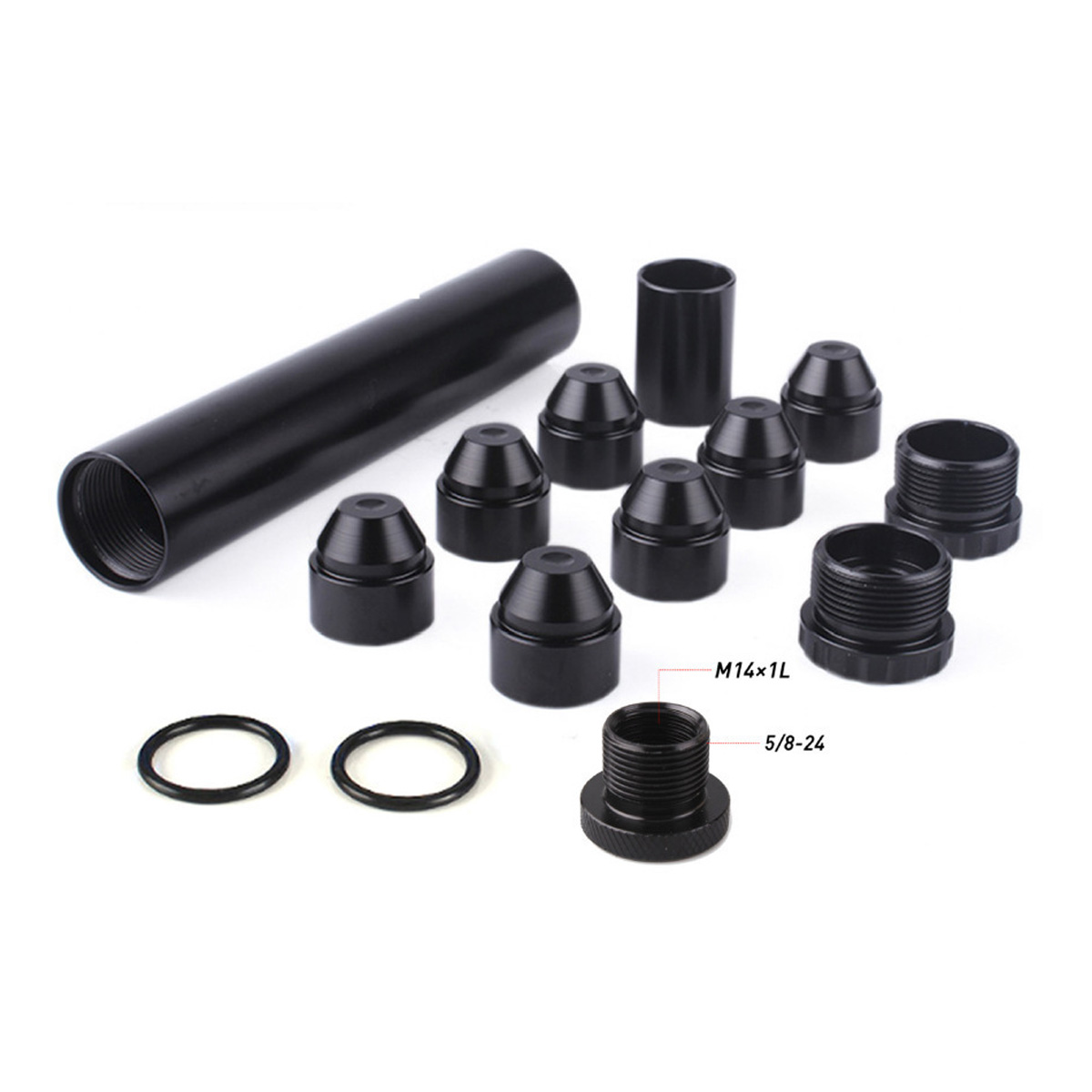 6″Lx1.05″OD Aluminum Solvent Trap Kit with Dry Storage Cups (1/2×28 or 5/8×24)